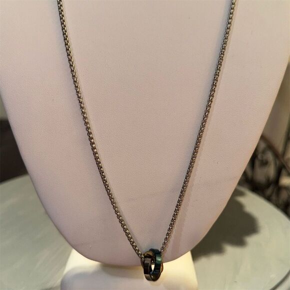 SRCOI Triple Loop Pendant w box chain Necklace Multicolor Hip Hop Trendy - Picture 2 of 8